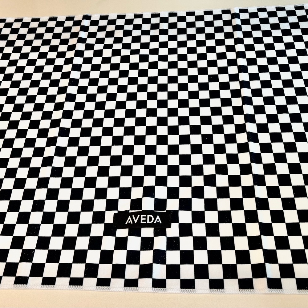 AVEDA Black and White Checkered Towel